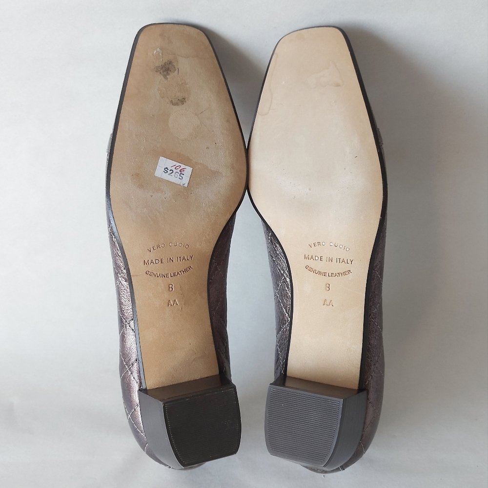 Roberto Capucci Shoes Women Size 8 Bronze Gold Low Heel Bow Tie Comfort Slip-on - Picture 13 of 13